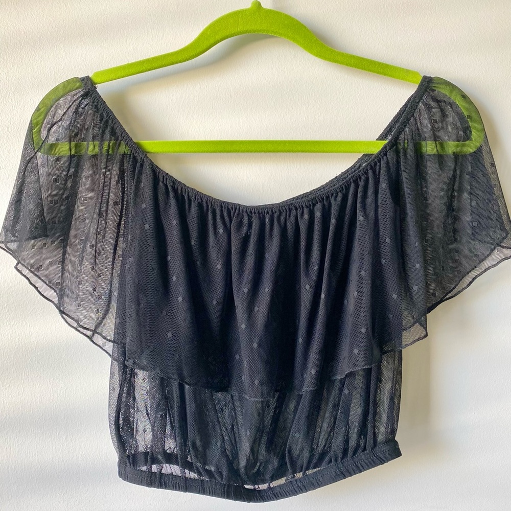 Missguided Sheer Black Off The Shoulder Top
